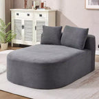 67,5 Pouces Chaise Longue en Velours Côtelé, Siège Large, Fauteuil King avec Assise Profonde et 2 Oreillers, Canapé-Lit Convertible Sans Cadre pour Salon