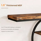 Table console industrielle de 55" avec 5 niveaux de rangement - Cadre en métal en O pour couloir et salon