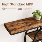 Table console industrielle de 55" avec 5 niveaux de rangement - Cadre en métal en O pour couloir et salon