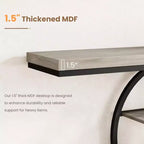 Table console industrielle de 55" avec 5 niveaux de rangement - Cadre en métal en O pour couloir et salon