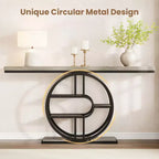 Table console industrielle de 55" avec 5 niveaux de rangement - Cadre en métal en O pour couloir et salon