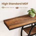 Table console industrielle de 55" avec 5 niveaux de rangement - Cadre en métal en O pour couloir et salon
