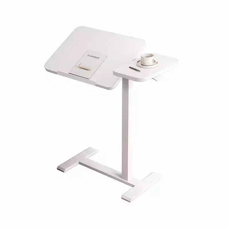 NAYSAYE Table d'appoint de lit, Bureau réglable en hauteur pour ordinateur portable, Table roulante mobile pour lit et canapé, Blanc, 31,5*15,7*40