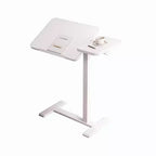 NAYSAYE Table d'appoint de lit, Bureau réglable en hauteur pour ordinateur portable, Table roulante mobile pour lit et canapé, Blanc, 31,5*15,7*40