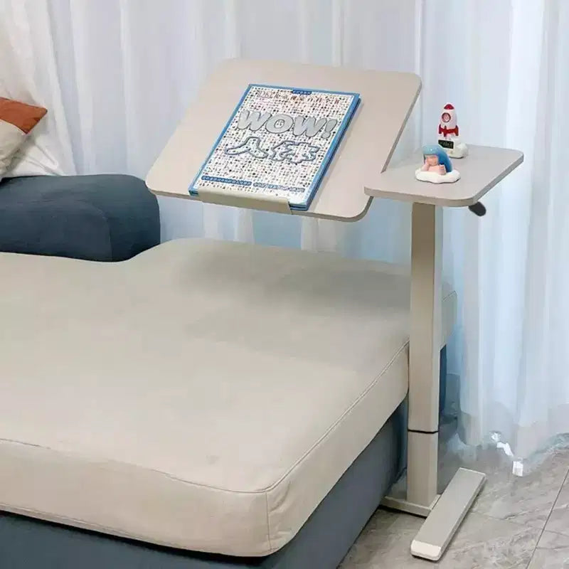 NAYSAYE Table d'appoint de lit, Bureau réglable en hauteur pour ordinateur portable, Table roulante mobile pour lit et canapé, Blanc, 31,5*15,7*40