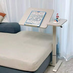 NAYSAYE Table d'appoint de lit, Bureau réglable en hauteur pour ordinateur portable, Table roulante mobile pour lit et canapé, Blanc, 31,5*15,7*40