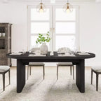 Table à manger ovale de 71 pouces pour 4 à 8 personnes, table de cuisine et de salle à manger polyvalente style ferme, grande table pour salon, bureau, appartement, noir