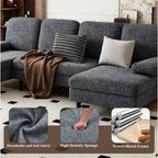 Canapé d'angle en U avec double chaise longue en tissu chenille, 4 places, meuble de salon