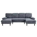 Canapé d'angle en U avec double chaise longue en tissu chenille, 4 places, meuble de salon