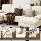 Canapé d'angle en U avec double chaise longue en tissu chenille, 4 places, meuble de salon