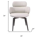 Chaise de salle à manger avec accoudoirs HomeRoots en similicuir et métal gris clair et noir