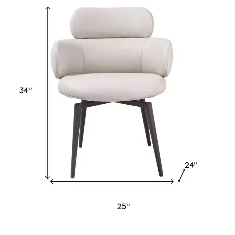 Chaise de salle à manger avec accoudoirs HomeRoots en similicuir et métal gris clair et noir
