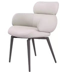 Chaise de salle à manger avec accoudoirs HomeRoots en similicuir et métal gris clair et noir