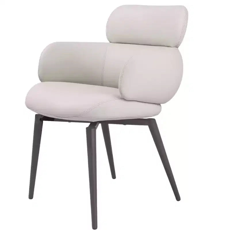 Chaise de salle à manger avec accoudoirs HomeRoots en similicuir et métal gris clair et noir