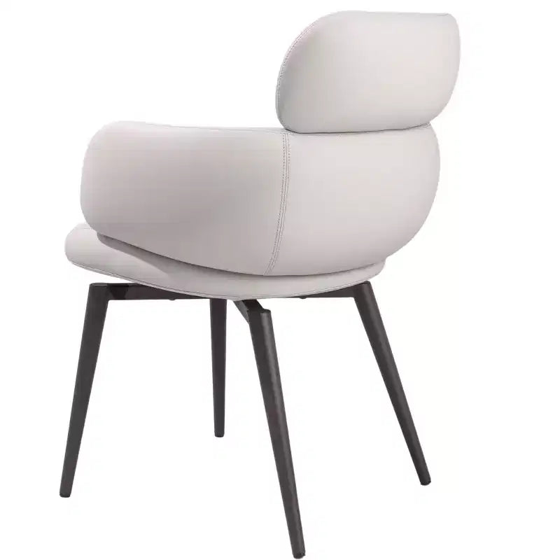 Chaise de salle à manger avec accoudoirs HomeRoots en similicuir et métal gris clair et noir