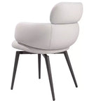 Chaise de salle à manger avec accoudoirs HomeRoots en similicuir et métal gris clair et noir