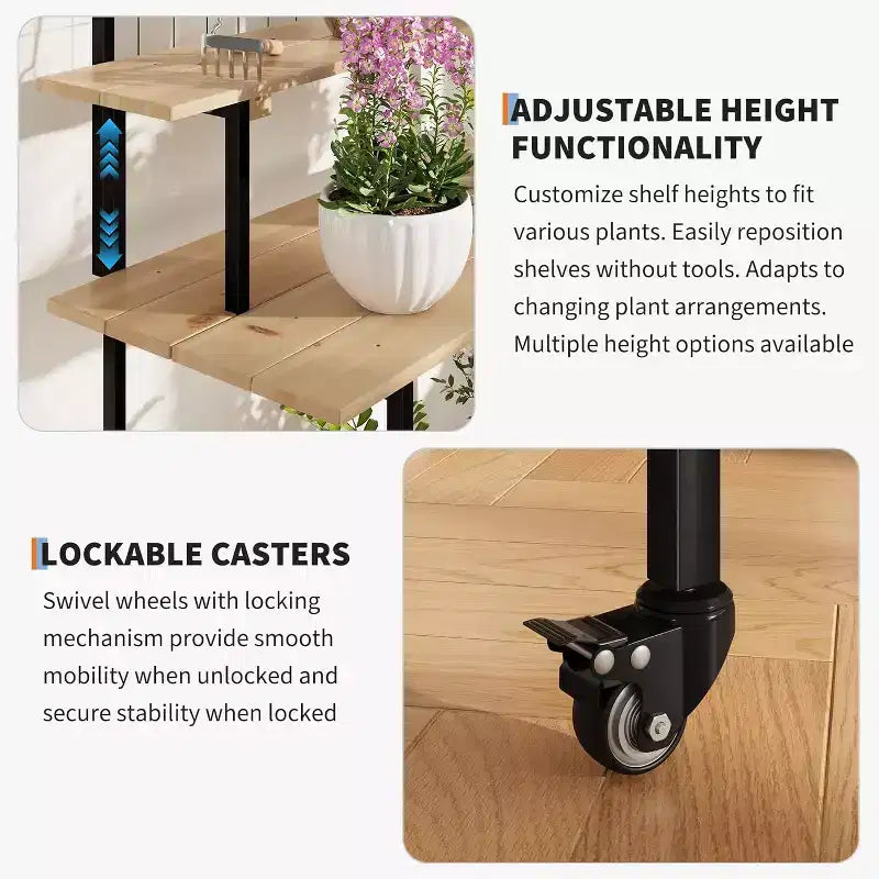 Support pour plantes mural à grille, 3 niveaux, grille métallique robuste avec étagères et crochets réglables, étagère à plantes polyvalente pour intérieur et extérieur, pour jardin et maison