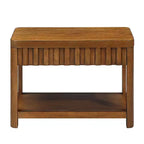 Table d'appoint rectangulaire à 2 niveaux de style rustique avec étagère de rangement ouverte, pieds en bois massif, pour salon, chambre ou bureau - Panipeachy