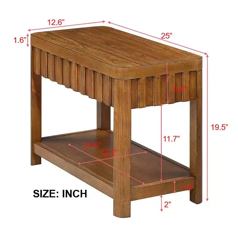 Table d'appoint rectangulaire à 2 niveaux de style rustique avec étagère de rangement ouverte, pieds en bois massif, pour salon, chambre ou bureau - Panipeachy