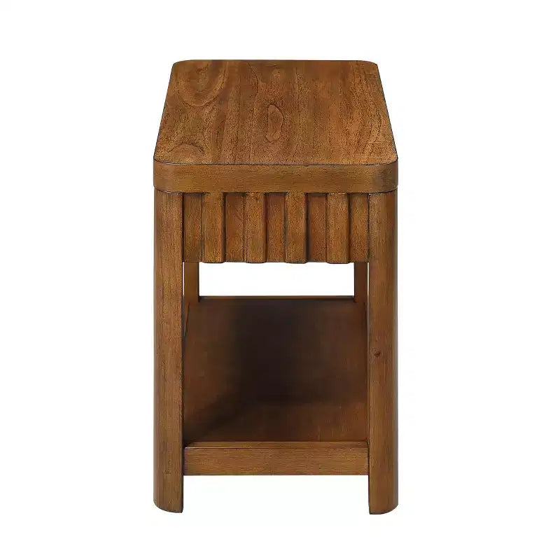 Table d'appoint rectangulaire à 2 niveaux de style rustique avec étagère de rangement ouverte, pieds en bois massif, pour salon, chambre ou bureau - Panipeachy