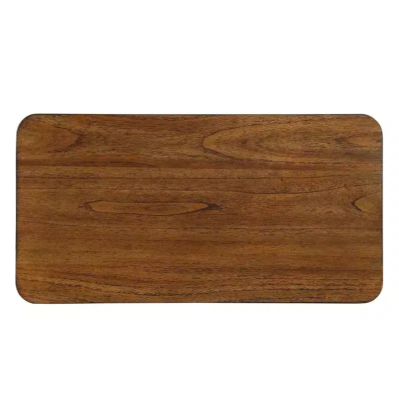Table d'appoint rectangulaire à 2 niveaux de style rustique avec étagère de rangement ouverte, pieds en bois massif, pour salon, chambre ou bureau - Panipeachy