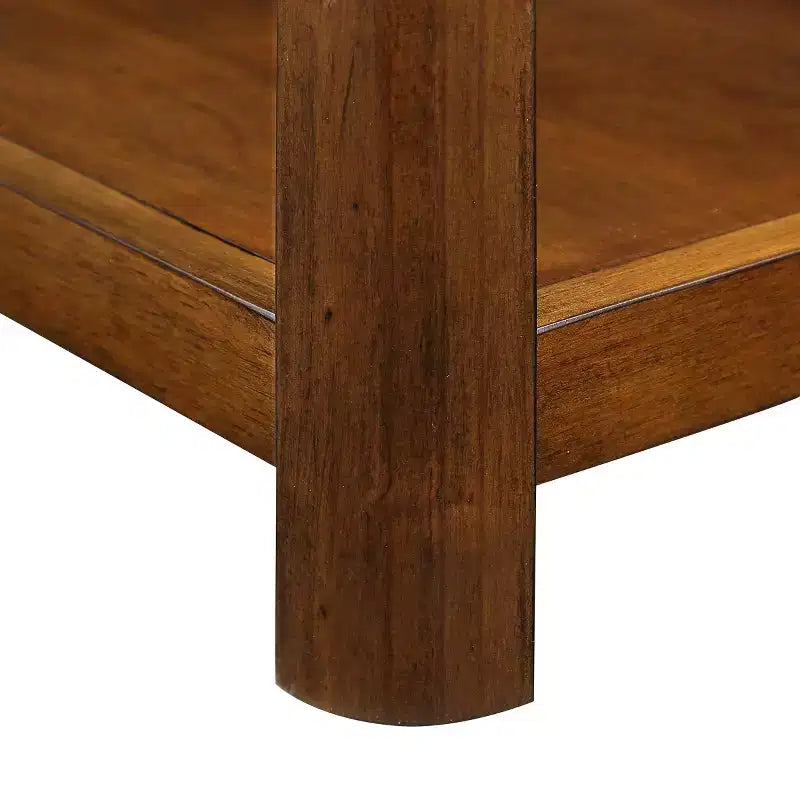 Table d'appoint rectangulaire à 2 niveaux de style rustique avec étagère de rangement ouverte, pieds en bois massif, pour salon, chambre ou bureau - Panipeachy