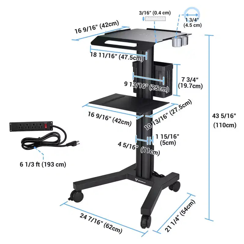Yescom Chariot de présentation mobile pour ordinateur portable avec panneau d'affichage avant, idéal pour les laboratoires et les conférences