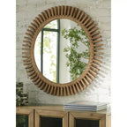 Signature Design by Ashley Tedwell Wall Accent Mirror with Brown Suburst Frame