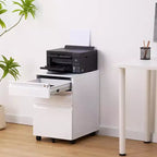 Classeur mobile à 3 tiroirs, meuble de rangement métallique roulant sous le bureau avec serrure et roue anti-basculement pour l'organisation du bureau à domicile, dossiers suspendus