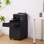 Classeur mobile à 3 tiroirs, meuble de rangement métallique roulant sous le bureau avec serrure et roue anti-basculement pour l'organisation du bureau à domicile, dossiers suspendus