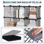 Étagère de Rangement Modulable 12 Cubes en Métal, Organiseur de Rangement en Treillis, pour Placard, Bureau, Chambre à Coucher