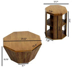 MAYEERTY 31.5 Table basse octogonale en bois de caoutchouc naturel, lot de deux, pour salon et chambre à coucher, beige