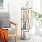 MAYEERTY Étagère à livres rotative à 360° à 4 niveaux, étagère de rangement compacte multifonctionnelle pour salon, chambre, bureau, cuisine