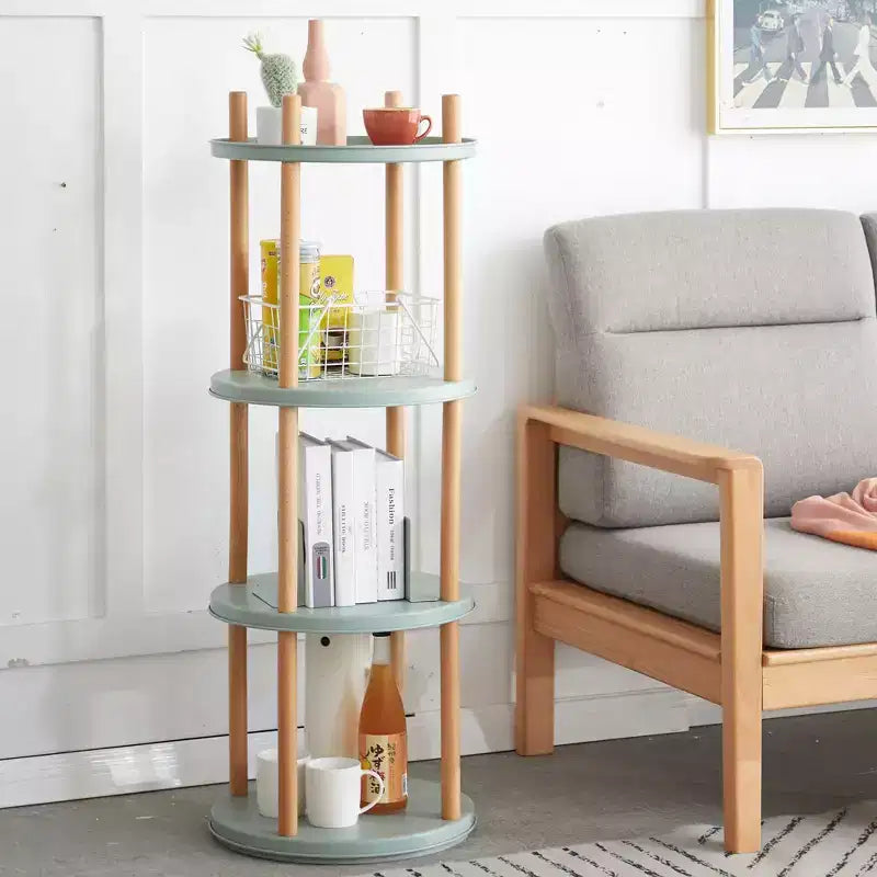 MAYEERTY Étagère à livres rotative à 360° à 4 niveaux, étagère de rangement compacte multifonctionnelle pour salon, chambre, bureau, cuisine