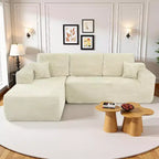 MooxvMoo 105Modular Sectional Sofa with Throw Pillow & Deep Seat, Comfy Plush L Shaped Couch with Chaise for Living Room, No Assembly Required, Beige
