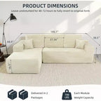 MooxvMoo 105Canapé modulaire sectionnel avec coussin décoratif et assise profonde, canapé d'angle confortable en peluche avec méridienne pour salon, aucun assemblage requis, beige