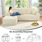 MooxvMoo 105Canapé modulaire sectionnel avec coussin décoratif et assise profonde, canapé d'angle confortable en peluche avec méridienne pour salon, aucun assemblage requis, beige