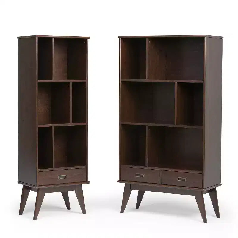Tierney Bois massif 64 po x 35 po Bibliothèque large et meuble de rangement Mid-Century Modern