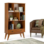 Tierney Bois massif 64 po x 35 po Bibliothèque large et meuble de rangement Mid-Century Modern