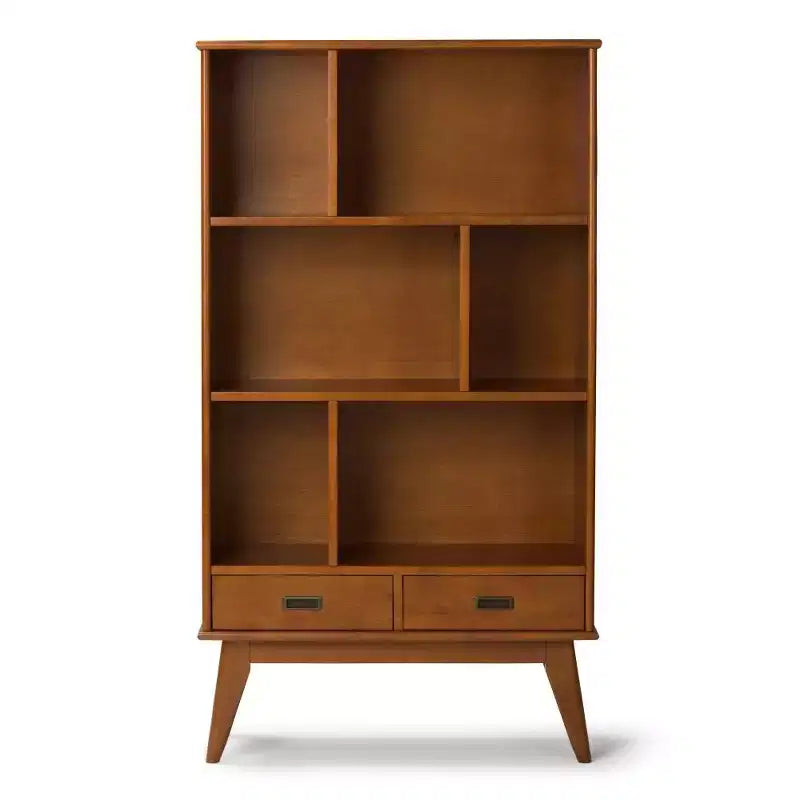 Tierney Bois massif 64 po x 35 po Bibliothèque large et meuble de rangement Mid-Century Modern