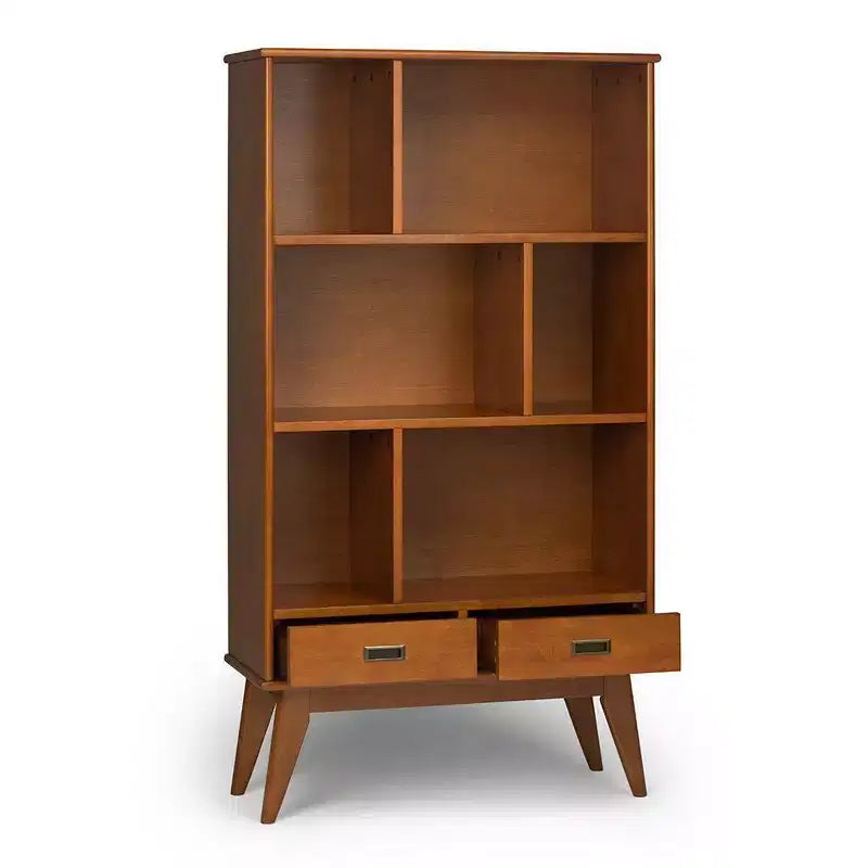 Tierney Bois massif 64 po x 35 po Bibliothèque large et meuble de rangement Mid-Century Modern