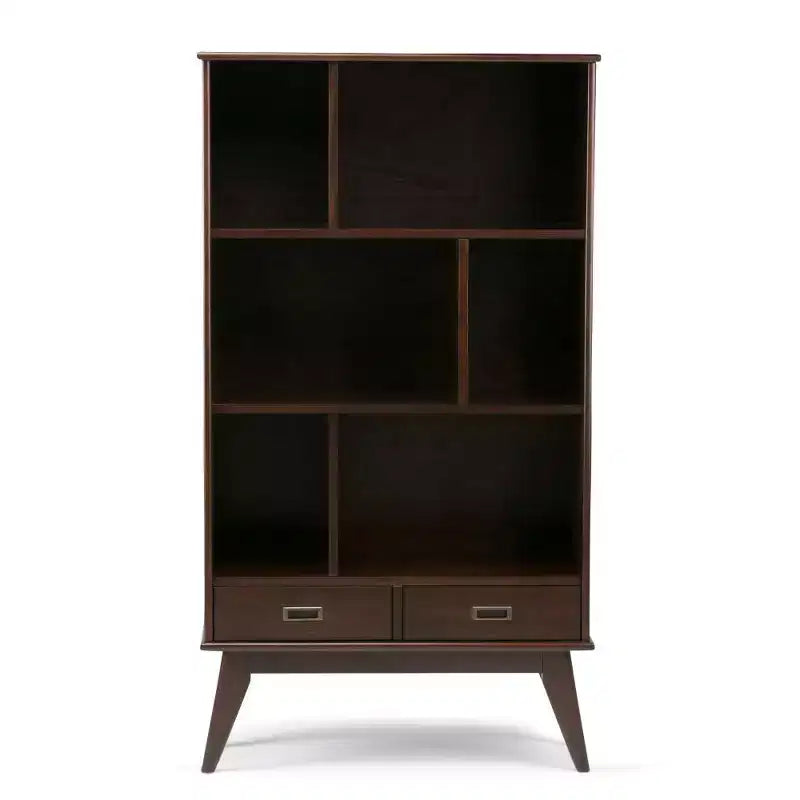 Tierney Bois massif 64 po x 35 po Bibliothèque large et meuble de rangement Mid-Century Modern