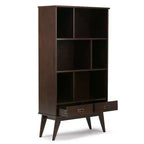 Tierney Bois massif 64 po x 35 po Bibliothèque large et meuble de rangement Mid-Century Modern