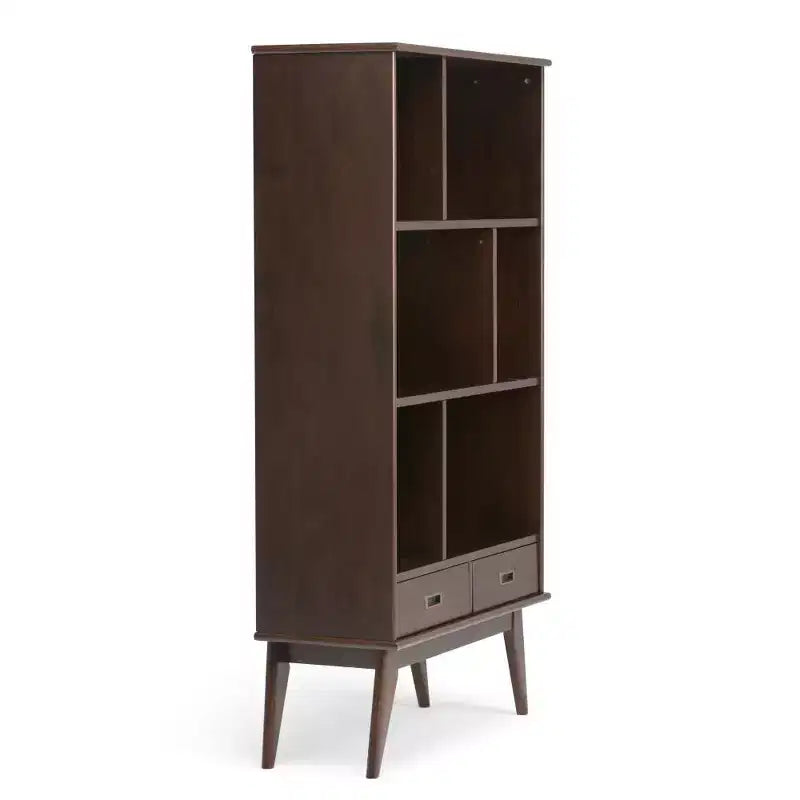 Tierney Bois massif 64 po x 35 po Bibliothèque large et meuble de rangement Mid-Century Modern