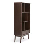 Tierney Bois massif 64 po x 35 po Bibliothèque large et meuble de rangement Mid-Century Modern