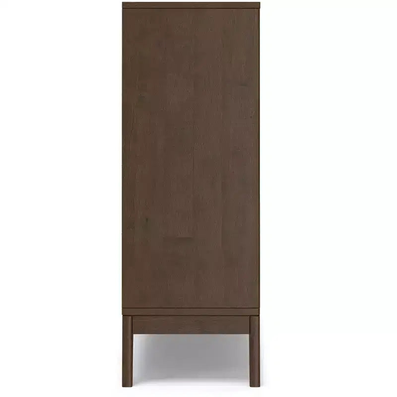 Meuble de rangement bas 6 cases avec tiroirs Pearson en bois massif, noyer brun, 43 po x 42 po, style moderne du milieu du siècle
