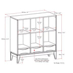 Meuble de rangement bas 6 cases avec tiroirs Pearson en bois massif, noyer brun, 43 po x 42 po, style moderne du milieu du siècle