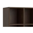 Meuble de rangement bas 6 cases avec tiroirs Pearson en bois massif, noyer brun, 43 po x 42 po, style moderne du milieu du siècle