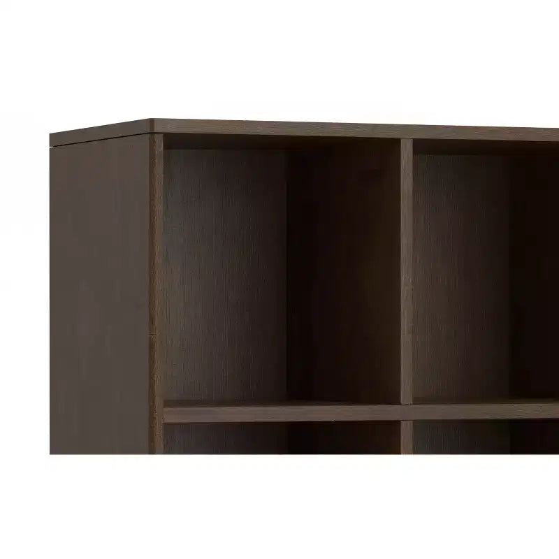 Meuble de rangement bas 6 cases avec tiroirs Pearson en bois massif, noyer brun, 43 po x 42 po, style moderne du milieu du siècle