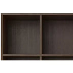 Meuble de rangement bas 6 cases avec tiroirs Pearson en bois massif, noyer brun, 43 po x 42 po, style moderne du milieu du siècle
